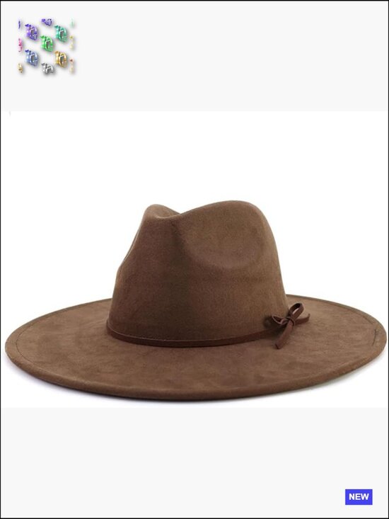 Classic Wide Brim Fedora Hat Adjustable Suede Western Jazz Cap Unisex main image 7